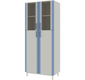 Шкаф для документов с верхними стеклянными дверями в рамах из софтформинга "Серый-Джинс" ЛАБ-PRO ШД 80.50.193 ЛОиП  по лучшей цене с доставкой - интернет-магазин Прогрессивные решения
