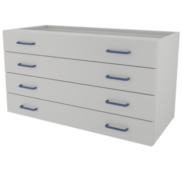 Тумба навесная металлическая с 4 ящиками ЛАБ-PRO ТНМЯ4 110.50.60 ЛОиП  по лучшей цене с доставкой - интернет-магазин Прогрессивные решения