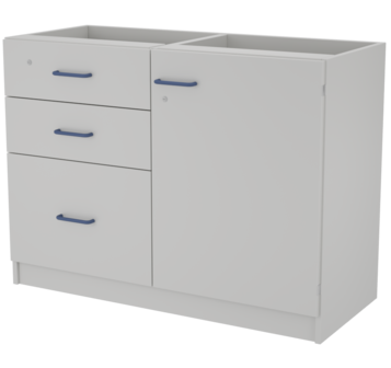 Металлическая двойная опорная тумба с 1 дверкой и 3 ящиками ЛАБ-PRO ТОМДЯ3 116.50.86 ЛОиП  по лучшей цене с доставкой - интернет-магазин Прогрессивные решения