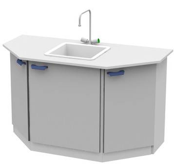 Торцевой стол-мойка на металлической опорной тумбе ЛАБ-PRO МОТ 150.75.90 F20 ЛОиП  по лучшей цене с доставкой - интернет-магазин Прогрессивные решения