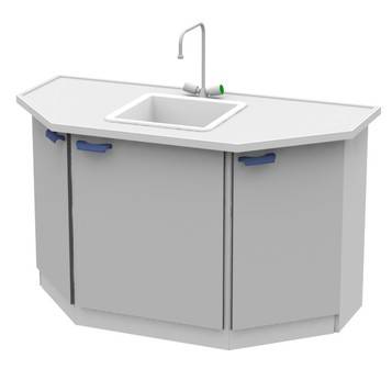 Торцевой стол-мойка на металлической опорной тумбе ЛАБ-PRO МОТ 150.75.90 F26/34 ЛОиП  по лучшей цене с доставкой - интернет-магазин Прогрессивные решения