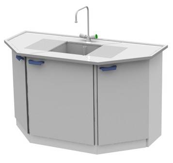 Торцевой стол-мойка на металлической опорной тумбе ЛАБ-PRO МОТ 150.75.90 РР ЛОиП  по лучшей цене с доставкой - интернет-магазин Прогрессивные решения