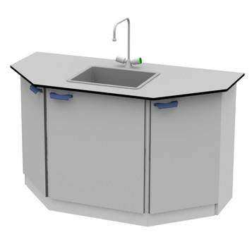 Торцевой стол-мойка на металлической опорной тумбе ЛАБ-PRO МОТ 150.75.90 TV ЛОиП  по лучшей цене с доставкой - интернет-магазин Прогрессивные решения