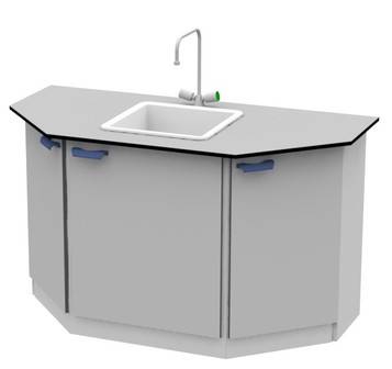 Торцевой стол-мойка на металлической опорной тумбе  ЛАБ-PRO МОТ 150.75.90 TF ЛОиП  по лучшей цене с доставкой - интернет-магазин Прогрессивные решения