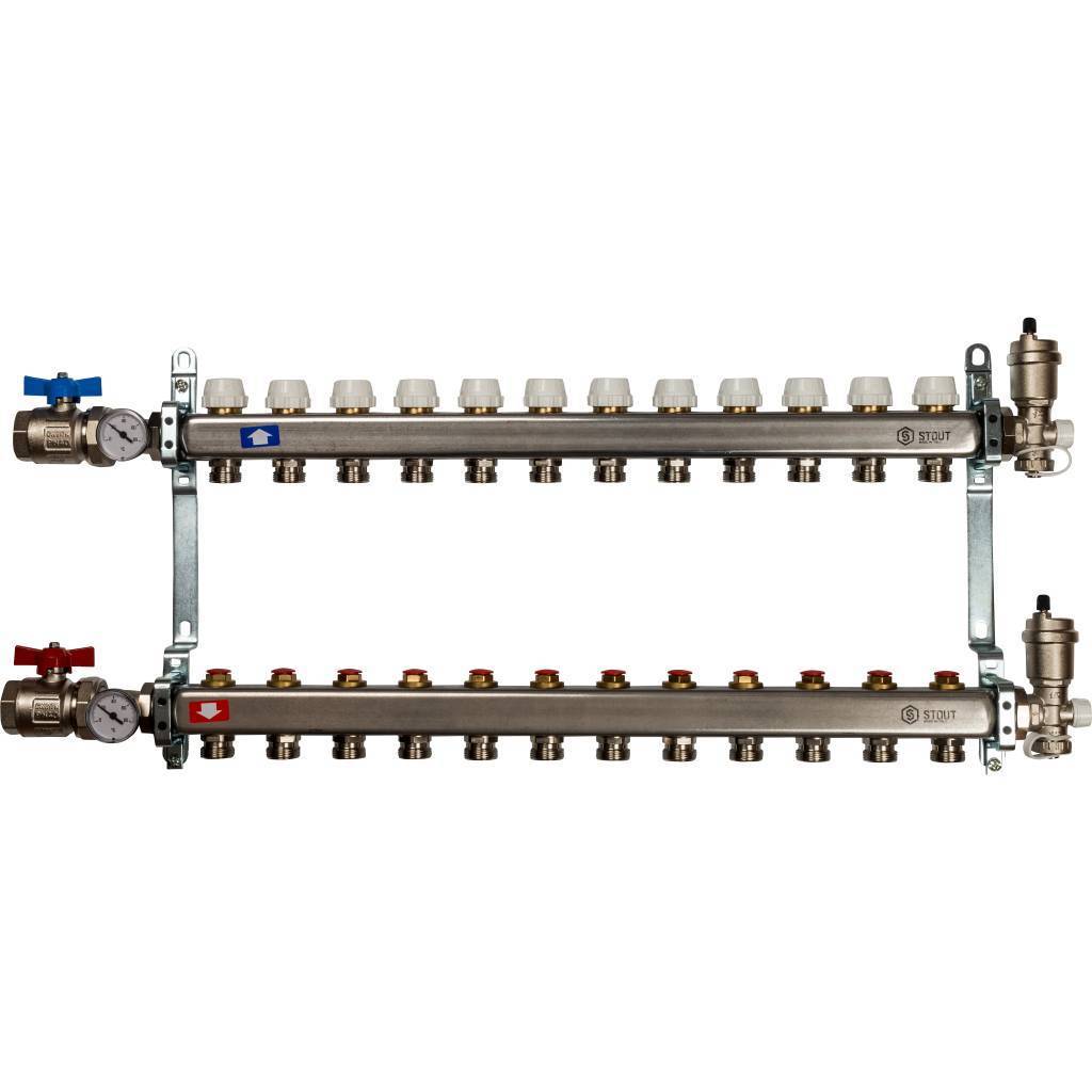 Купить SMS 0912 000012 STOUT  Коллектор из нержавеющей стали в сборе без расходомеров 12 вых. STOUT по лучшей цене с доставкой - интернет-магазин Прогрессивные решения