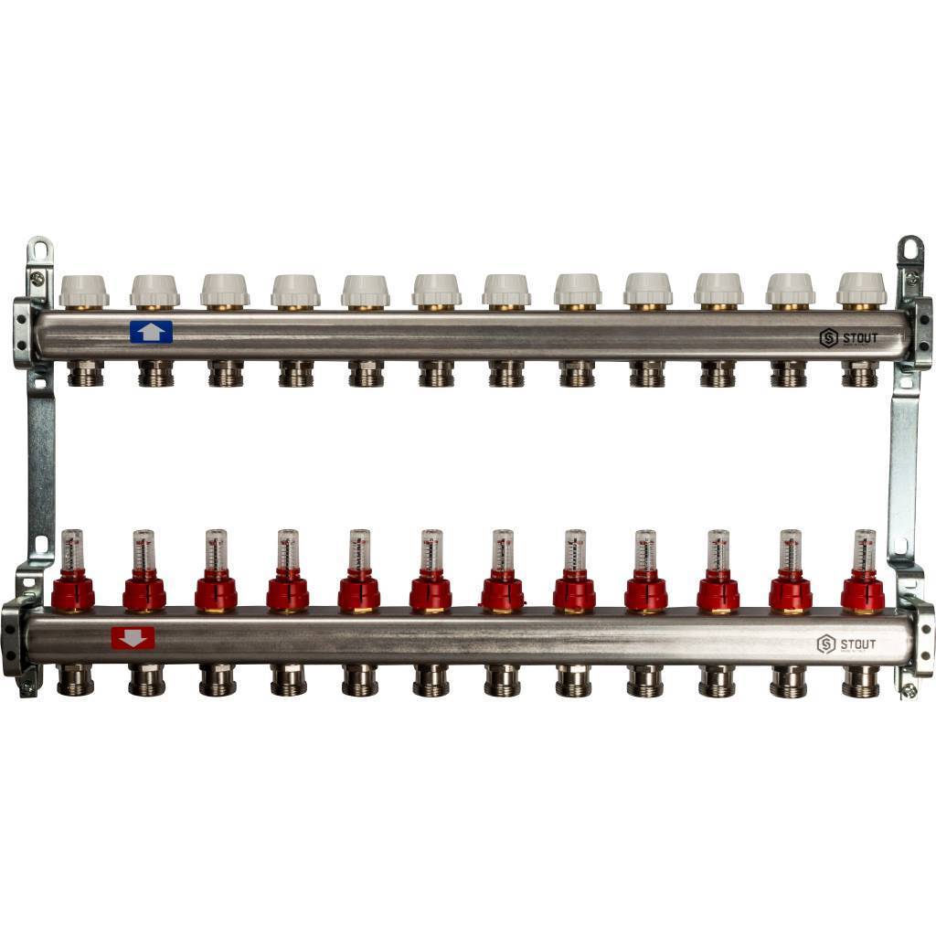 Купить SMS 0917 000012 STOUT  Коллектор из нержавеющей стали с расходомерами 12 вых. STOUT по лучшей цене с доставкой - интернет-магазин Прогрессивные решения