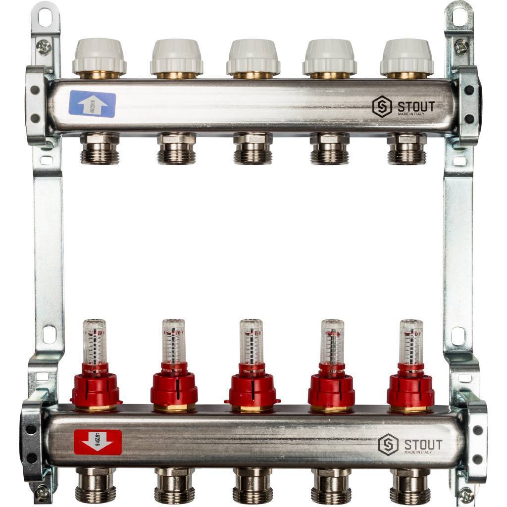 Купить SMS 0917 000005 STOUT  Коллектор из нержавеющей стали с расходомерами 5 вых. STOUT по лучшей цене с доставкой - интернет-магазин Прогрессивные решения