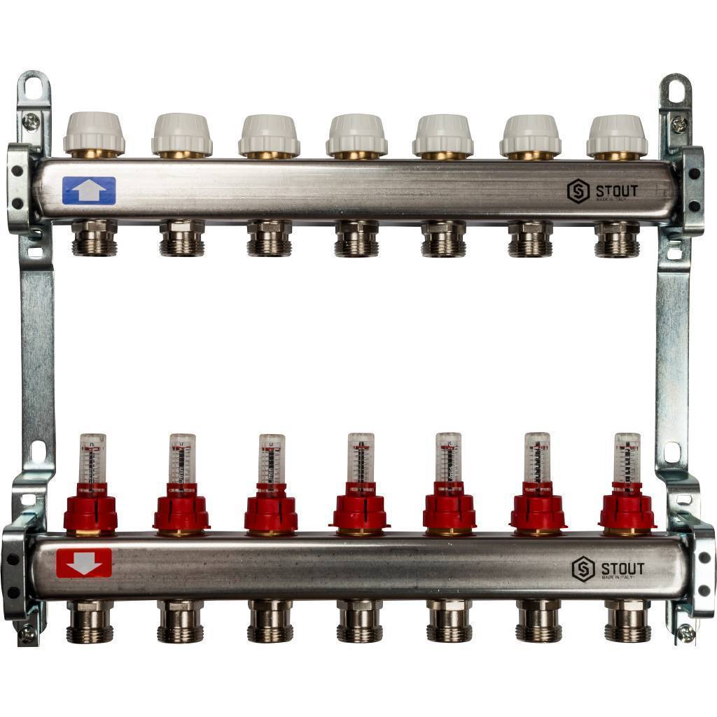 Купить SMS 0917 000007 STOUT  Коллектор из нержавеющей стали с расходомерами 7 вых. STOUT по лучшей цене с доставкой - интернет-магазин Прогрессивные решения