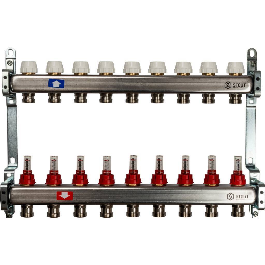 Купить SMS 0917 000009 STOUT  Коллектор из нержавеющей стали с расходомерами 9 вых. STOUT по лучшей цене с доставкой - интернет-магазин Прогрессивные решения