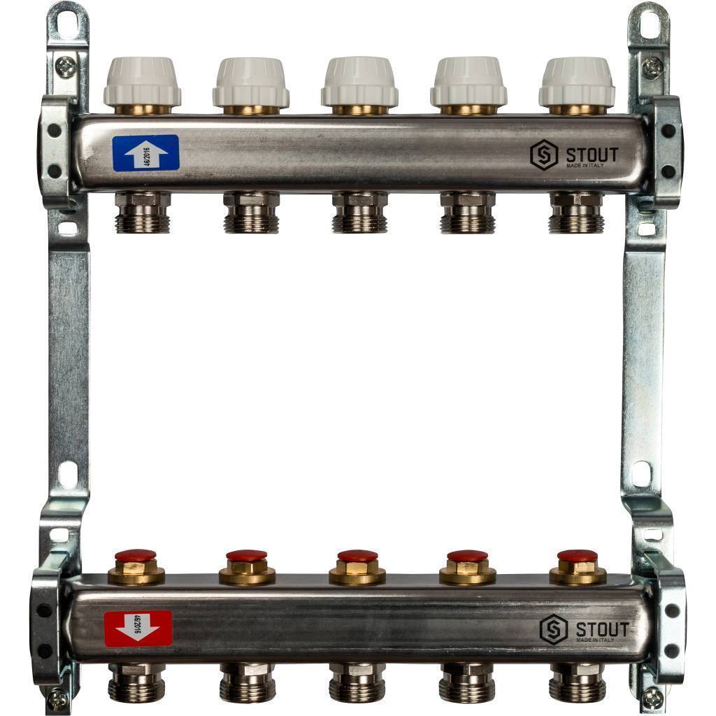 Купить SMS 0922 000005 STOUT  Коллектор из нержавеющей стали без расходомеров 5 вых. STOUT по лучшей цене с доставкой - интернет-магазин Прогрессивные решения