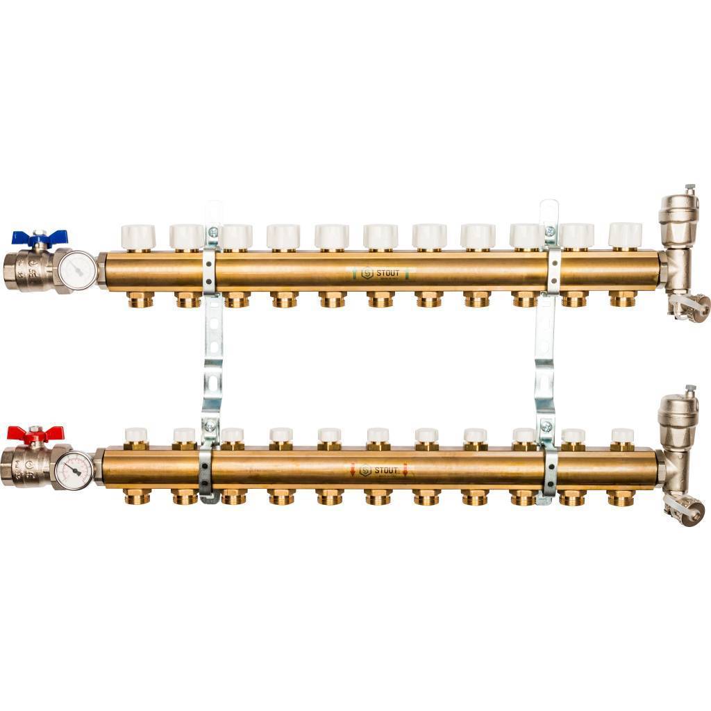 Купить SMB 0468 000011 STOUT  Распределительный коллектор из латуни без расходомеров 11 вых. STOUT по лучшей цене с доставкой - интернет-магазин Прогрессивные решения