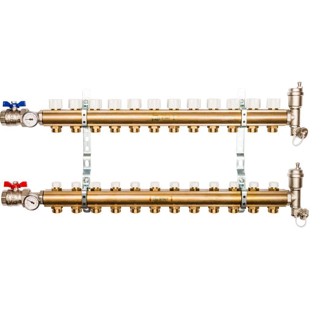 Купить SMB 0468 000012 STOUT  Распределительный коллектор из латуни без расходомеров 12 вых. STOUT по лучшей цене с доставкой - интернет-магазин Прогрессивные решения