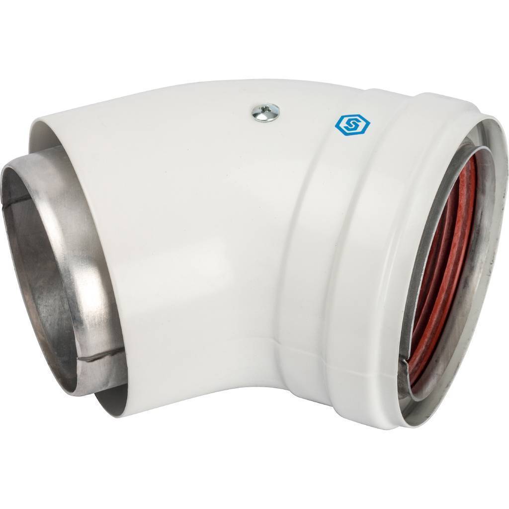 Купить SCA-0080-800045 STOUT  элемент дымохода DN 80 отвод 45° утепленный п/м STOUT по лучшей цене с доставкой - интернет-магазин Прогрессивные решения