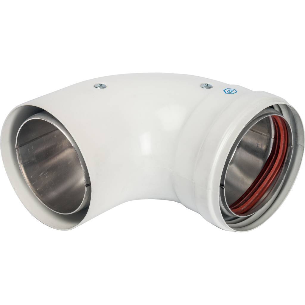 Купить SCA-0080-800090 STOUT  элемент дымохода DN 80 отвод 90° утепленный п/м STOUT по лучшей цене с доставкой - интернет-магазин Прогрессивные решения