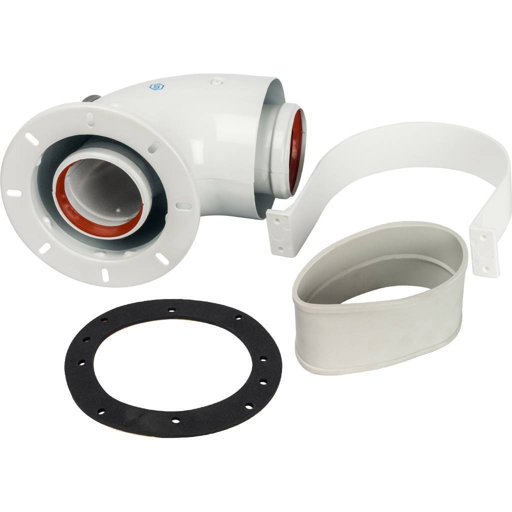 Купить SCA-6010-240190 STOUT   Элемент дымохода DN60/100 адаптер для котла угловой 90° коаксиальный (совместимый с Bosch, Buderus)(с логотипом) STOUT по лучшей цене с доставкой - интернет-магазин Прогрессивные решения