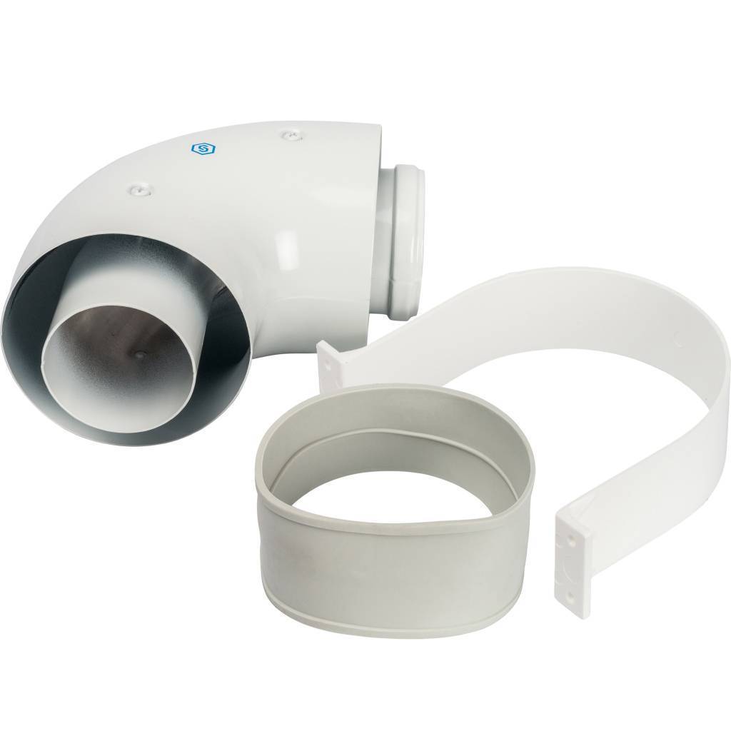 Купить SCA-6010-000090 STOUT   Элемент дымохода отвод коаксиальный 90°  DN60/100, п/м уплотнения и хомут в комплекте (с логотипом) STOUT по лучшей цене с доставкой - интернет-магазин Прогрессивные решения