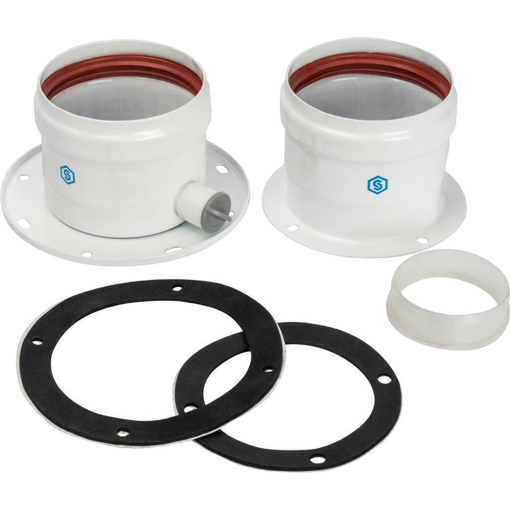 Купить SCA-0080-020112 STOUT  Элемент дымохода адаптер с фланцевым ревизионным окном DN80 STOUT по лучшей цене с доставкой - интернет-магазин Прогрессивные решения