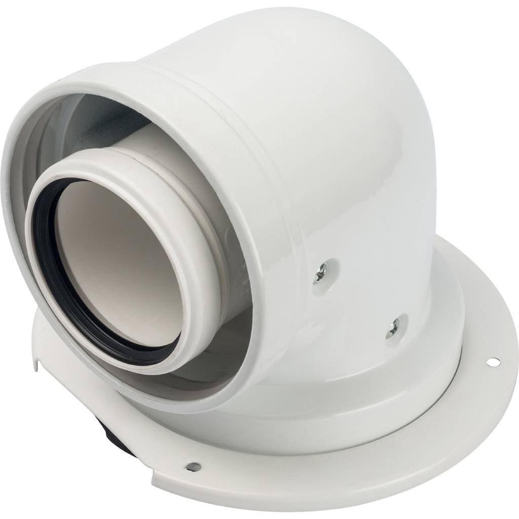 Купить SCA-8610-240090 STOUT   Элемент дымохода конденсац. адаптер 90° DN60/100 м/п PP-AL с фланцем (совместим. с Bosch) STOUT по лучшей цене с доставкой - интернет-магазин Прогрессивные решения