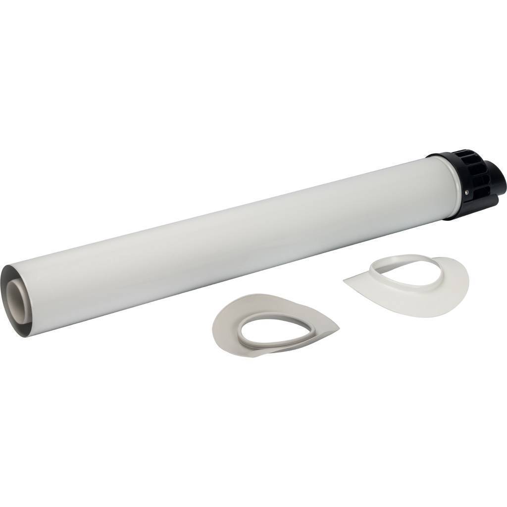 Купить SCA-8610-010854 STOUT   Элемент дымохода конденсац. участок для прохода через стену с манжетами и оголовком  854 мм DN60/100 м/п PP-FE STOUT по лучшей цене с доставкой - интернет-магазин Прогрессивные решения