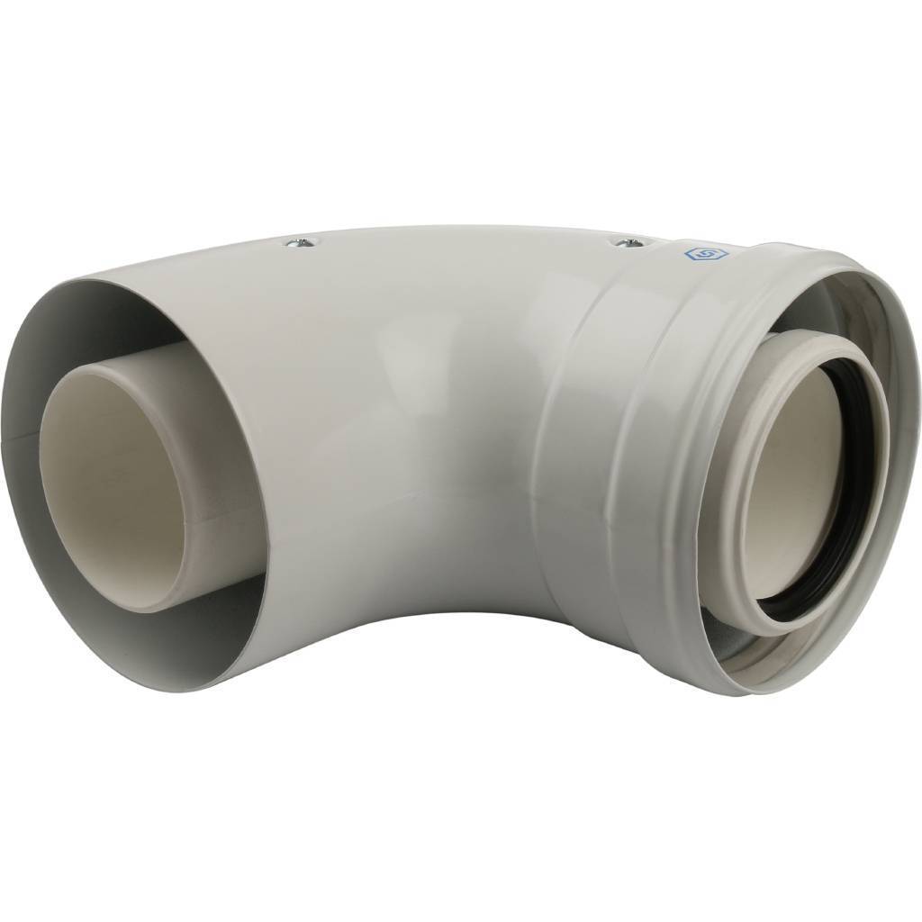 Купить SCA-8610-010090 STOUT   Элемент дымохода конденсац. угол 90° DN60/100 м/п с инспекционным окном PP-FE STOUT по лучшей цене с доставкой - интернет-магазин Прогрессивные решения