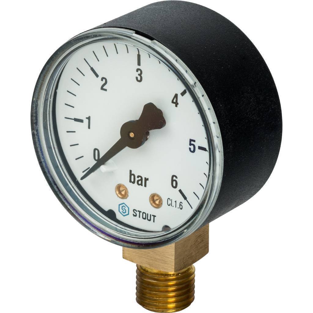 Купить SIM-0010-500608 STOUT SIM-0010 Манометр радиальный. Корпус Dn 50 мм 1/4" , 0...6 бар, кл.2.5 STOUT по лучшей цене с доставкой - интернет-магазин Прогрессивные решения