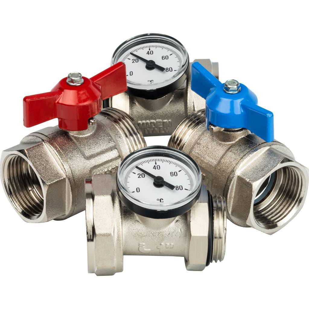 Купить SMS-1000-030001 STOUT  Комплект прямых шаровых кранов с термометрами 1” STOUT по лучшей цене с доставкой - интернет-магазин Прогрессивные решения