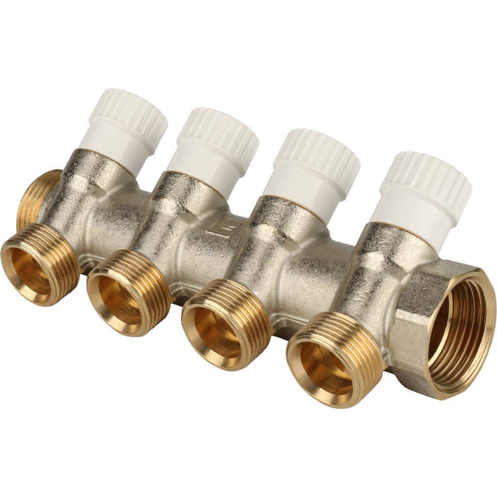 Купить SMB 6851 013404 STOUT  Коллектор распределительный 1", 4 отвода 3/4"ЕК STOUT по лучшей цене с доставкой - интернет-магазин Прогрессивные решения