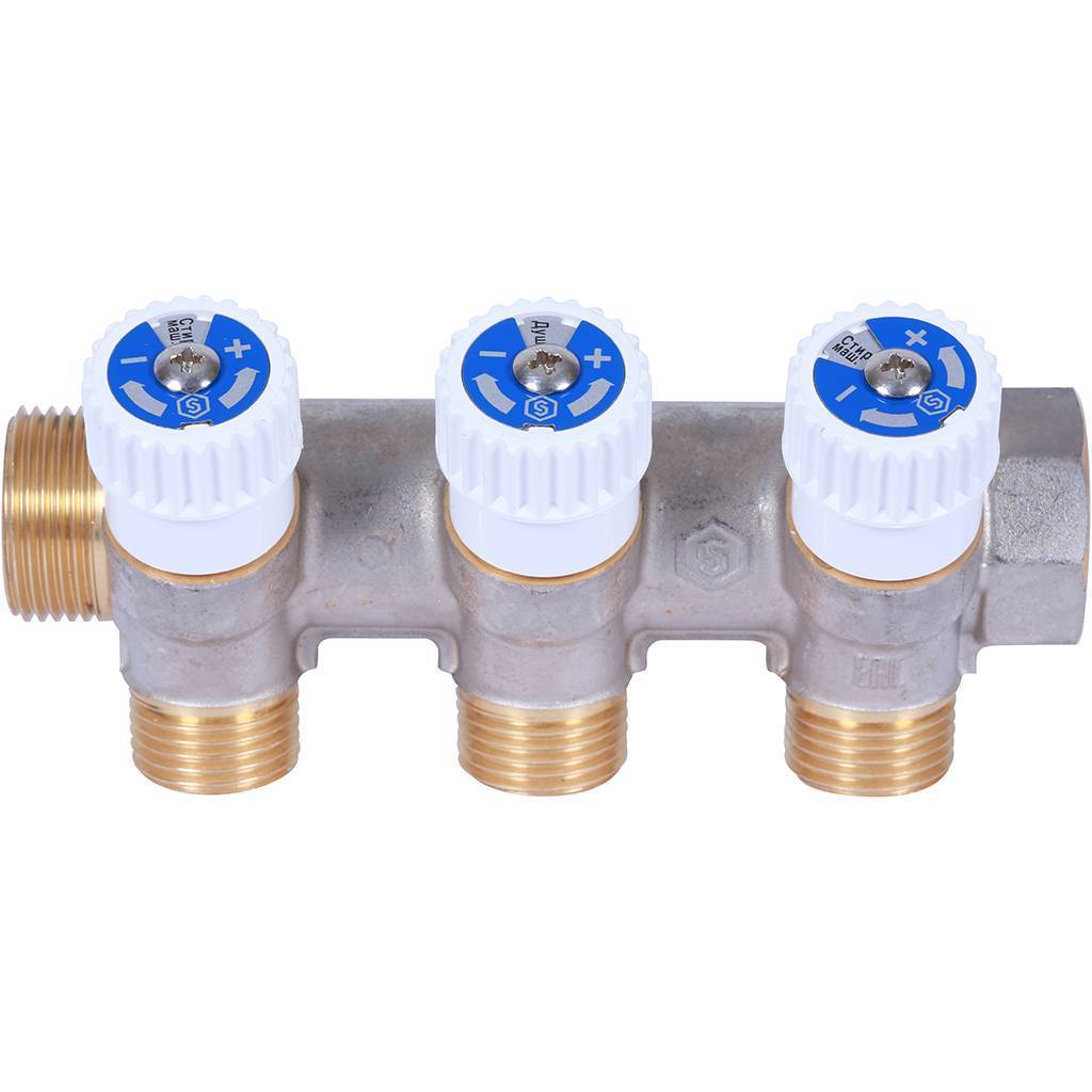 Купить SMB 6852 011203 STOUT  Коллектор распределительный 1", 3 отвода 1/2" плоское уплотнение STOUT по лучшей цене с доставкой - интернет-магазин Прогрессивные решения