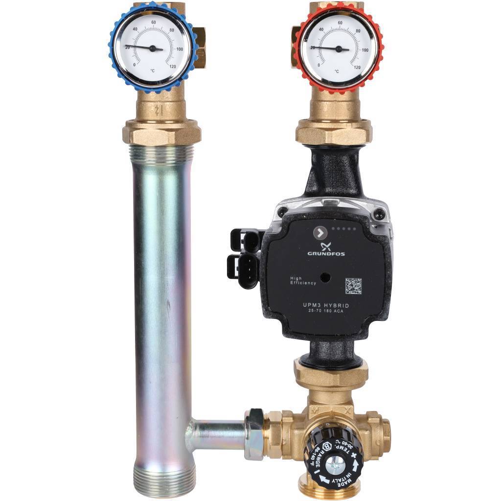 Купить SDG-0002-002503 STOUT SDG-0002 Насосная группа с термостатическим смесительным клапаном 1"с насосом Grundfos UPM3 Hybrid 25-70 STOUT по лучшей цене с доставкой - интернет-магазин Прогрессивные решения