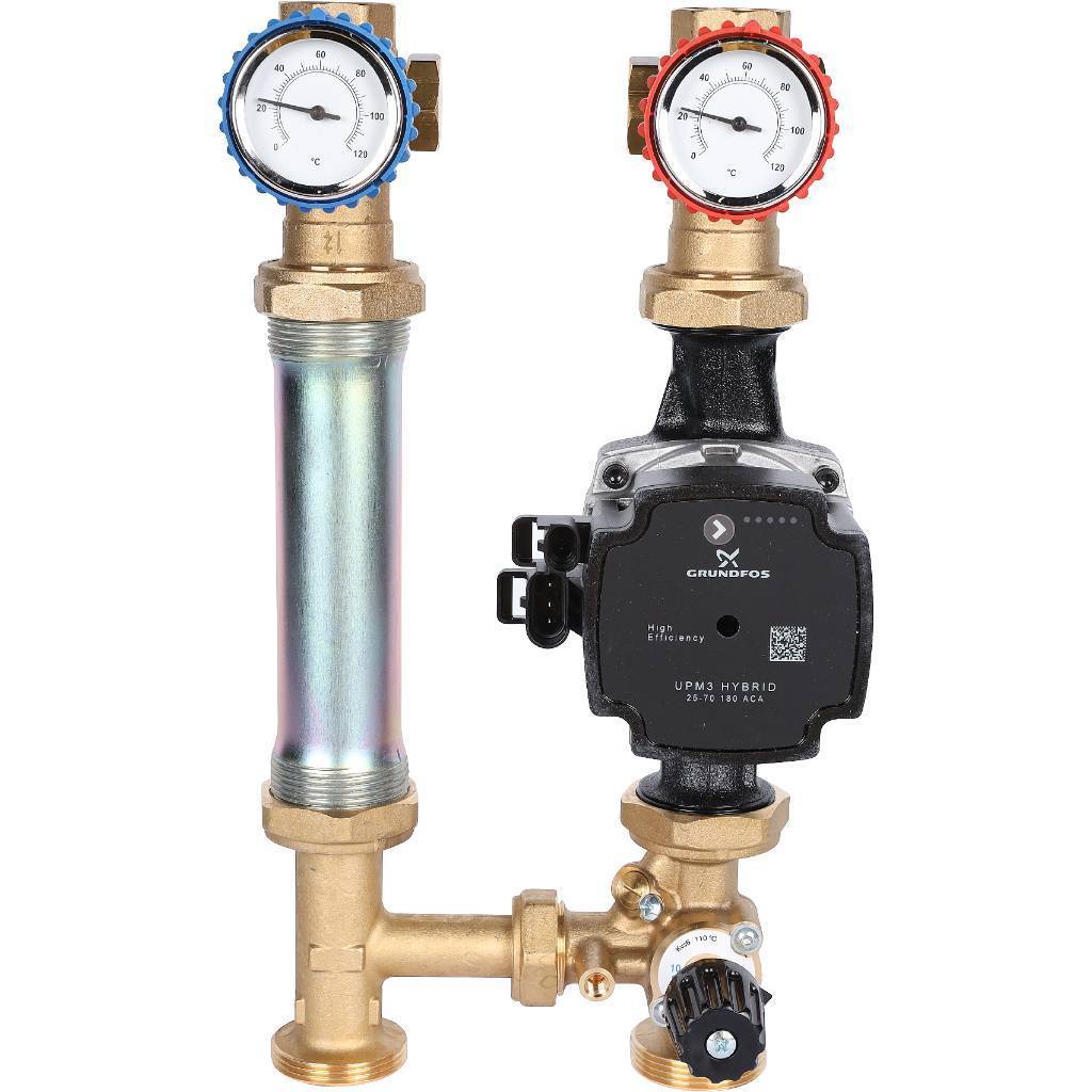Купить SDG-0007-002503 STOUT SDG-0007 Насосная группа с 3-х ходовым приводным смесителем 1" с насосом Grundfos UPM3 Hybrid 25-70 STOUT по лучшей цене с доставкой - интернет-магазин Прогрессивные решения