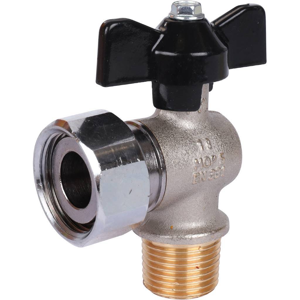 Купить SVB-0010-001520 STOUT  Кран шаровой с накидной гайкой угловой, НР/накидная гайка, ручка бабочка 1/2x3/4 STOUT по лучшей цене с доставкой - интернет-магазин Прогрессивные решения