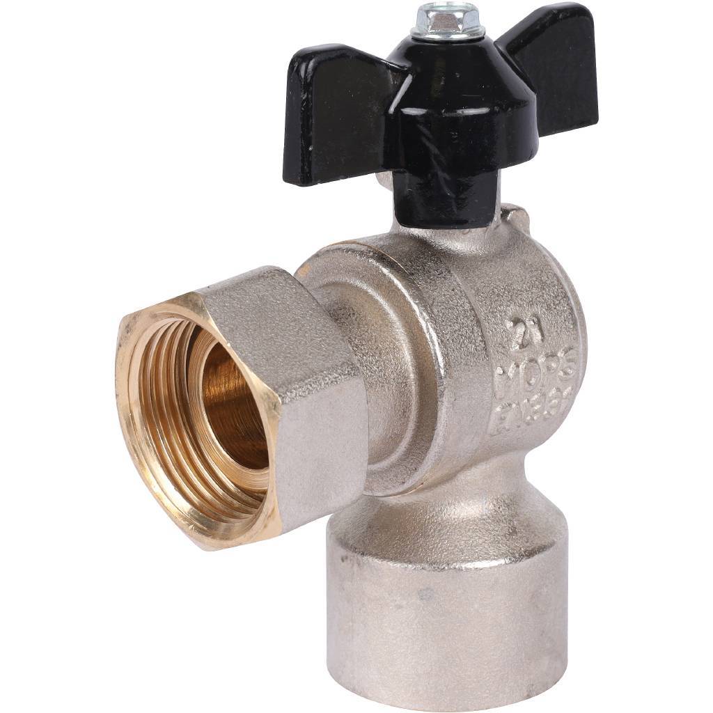 Купить SVB-1010-000020 STOUT  Кран шаровой с накидной гайкой угловой, ВР/накидная гайка, ручка бабочка 3/4x3/4 STOUT по лучшей цене с доставкой - интернет-магазин Прогрессивные решения