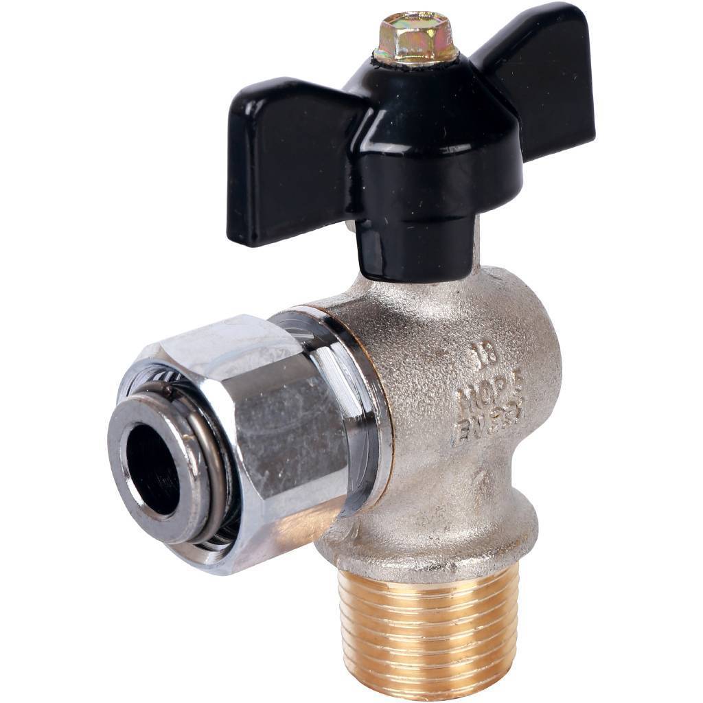Купить SVB-0010-000015 STOUT  Кран шаровой с накидной гайкой угловой, НР/накидная гайка, ручка бабочка 1/2x1/2 STOUT по лучшей цене с доставкой - интернет-магазин Прогрессивные решения
