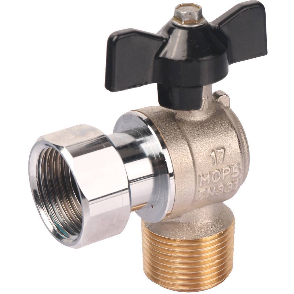 Купить SVB-0010-000020 STOUT  Кран шаровой с накидной гайкой угловой, НР/накидная гайка, ручка бабочка 3/4x3/4 STOUT по лучшей цене с доставкой - интернет-магазин Прогрессивные решения