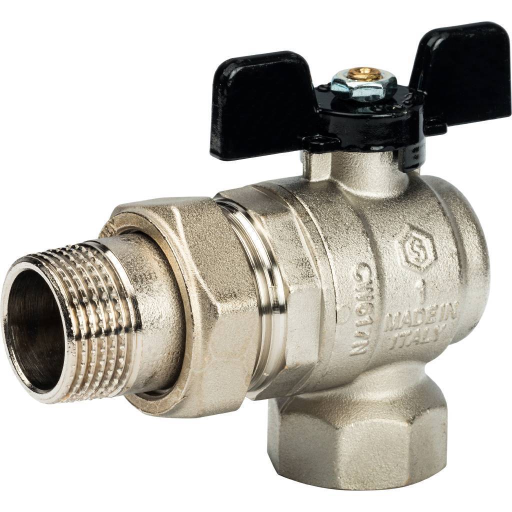 Купить SVB-0008-000025 STOUT  Кран шаровой полнопроходной угловой, ВР/НР, ручка бабочка 1, американка STOUT по лучшей цене с доставкой - интернет-магазин Прогрессивные решения