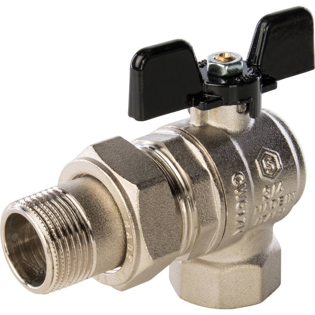 Купить SVB-0008-000020 STOUT  Кран шаровой полнопроходной угловой, ВР/НР, ручка бабочка 3/4, американка STOUT по лучшей цене с доставкой - интернет-магазин Прогрессивные решения