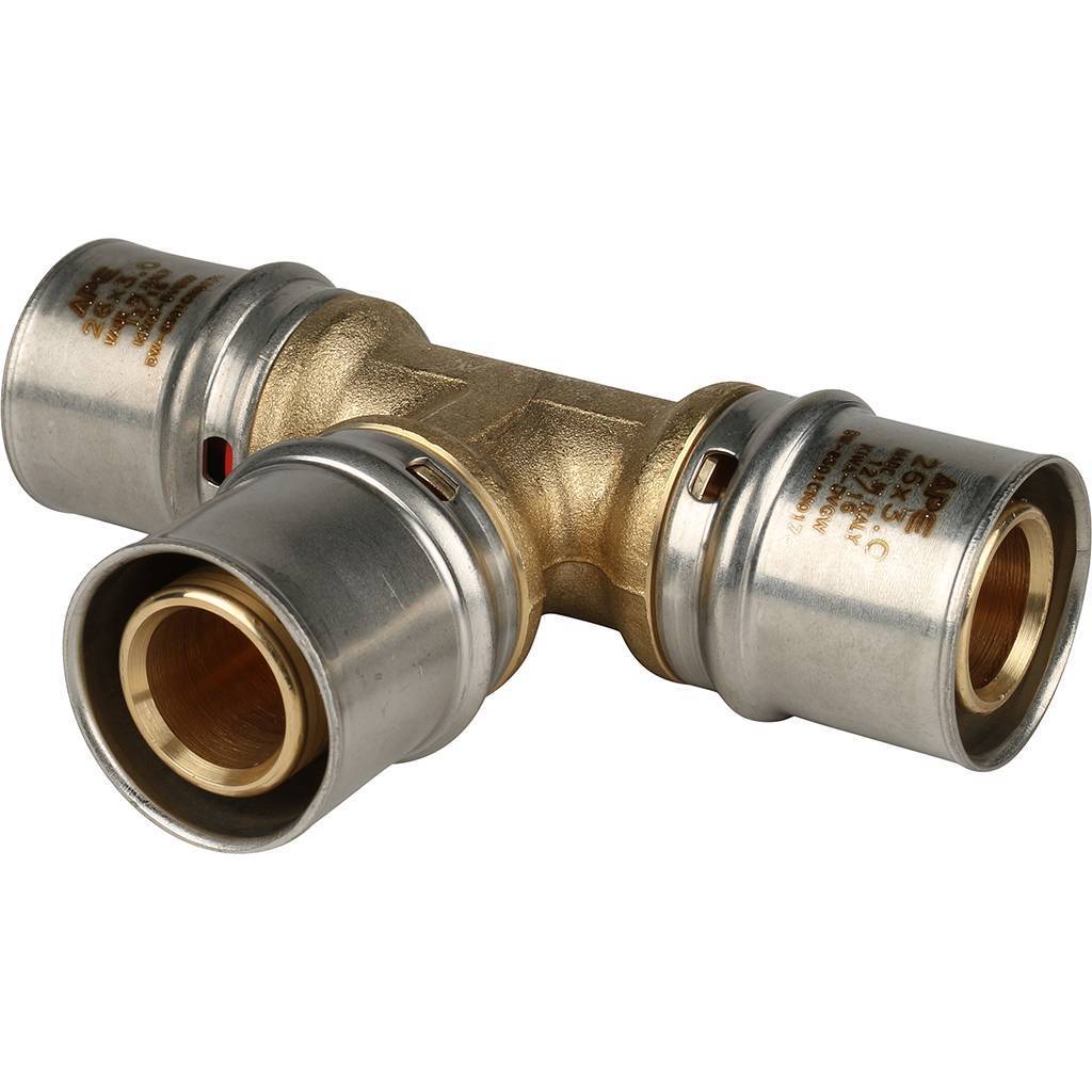 Купить SFP-0006-262626 STOUT   Тройник равнопроходный 26х26х26 для металлопластиковых труб прессовой STOUT по лучшей цене с доставкой - интернет-магазин Прогрессивные решения