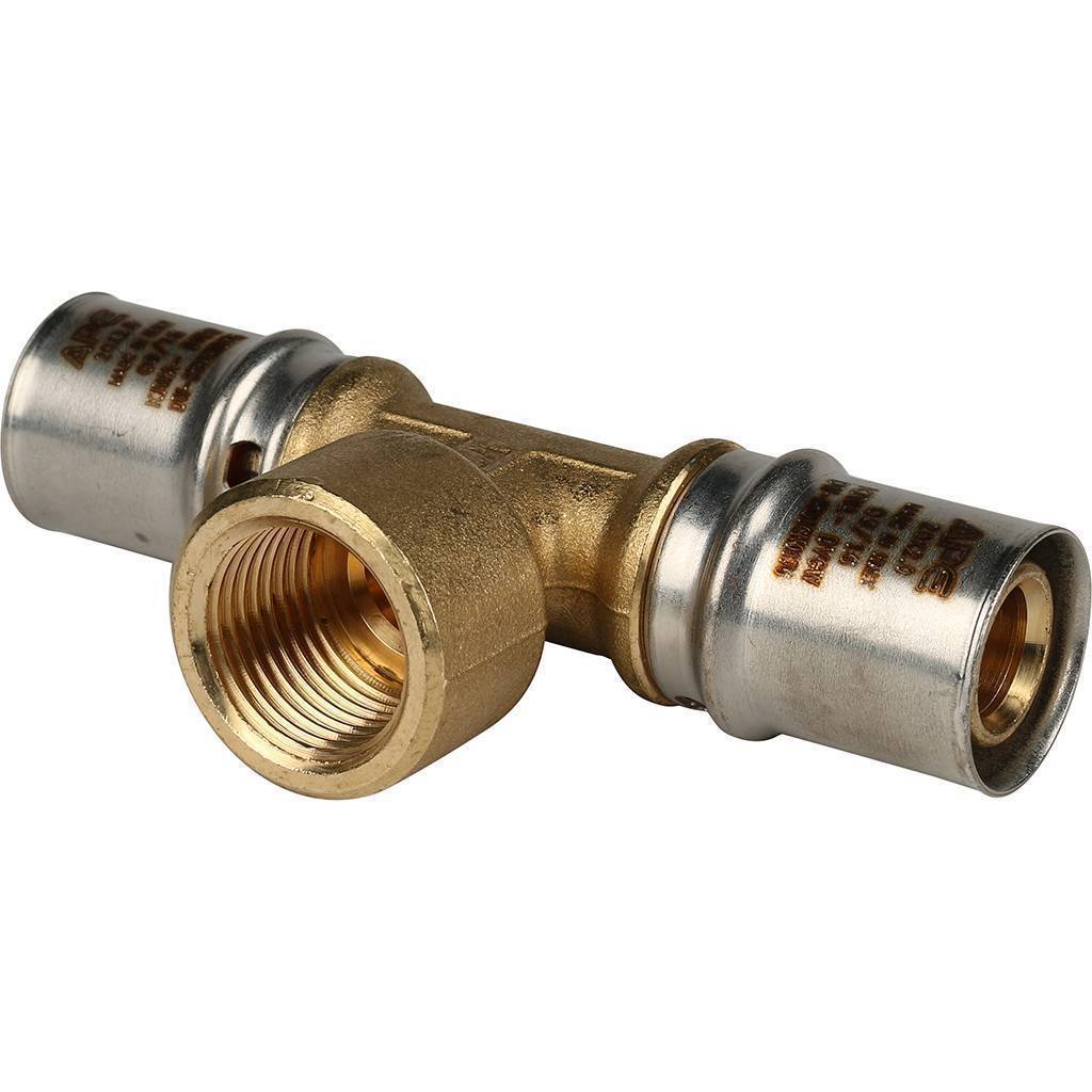 Купить SFP-0007-001220 STOUT   Тройник-переходник с внутренней резьбой 20х1/2"х20 для металлопластиковых труб прессовой STOUT по лучшей цене с доставкой - интернет-магазин Прогрессивные решения