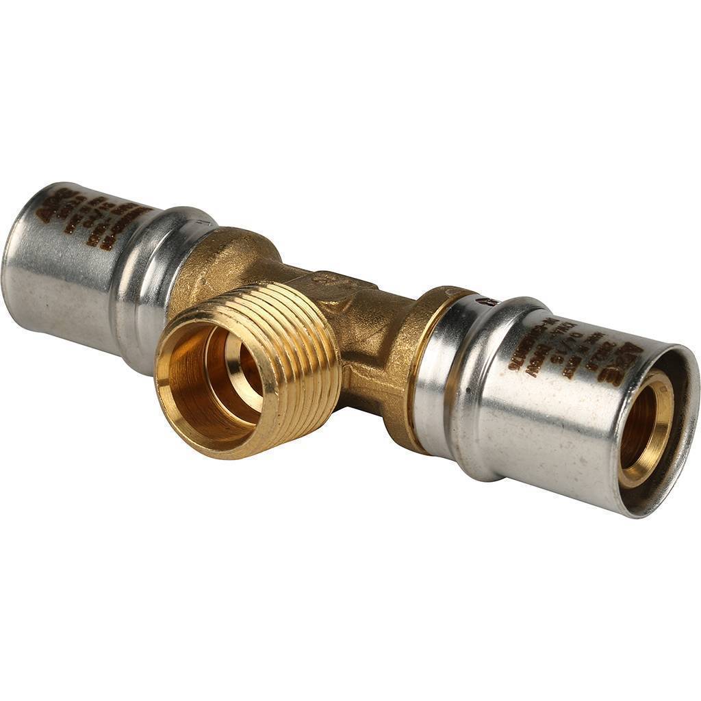 Купить SFP-0008-201220 STOUT   Тройник-переходник с наружной резьбой 20х1/2"х20 для металлопластиковых труб прессовой STOUT по лучшей цене с доставкой - интернет-магазин Прогрессивные решения