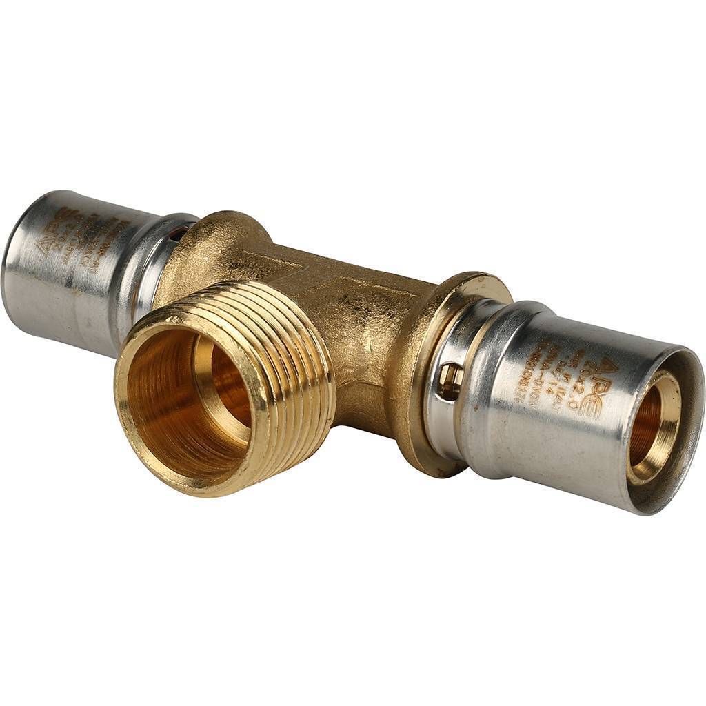 Купить SFP-0008-203420 STOUT   Тройник-переходник с наружной резьбой 20х3/4"х20 для металлопластиковых труб прессовой STOUT по лучшей цене с доставкой - интернет-магазин Прогрессивные решения