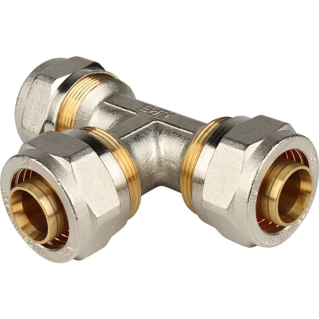 Купить SFS-0009-000026 STOUT   Тройник равнопроходный 26х26х26 для металлопластиковых труб винтовой STOUT по лучшей цене с доставкой - интернет-магазин Прогрессивные решения