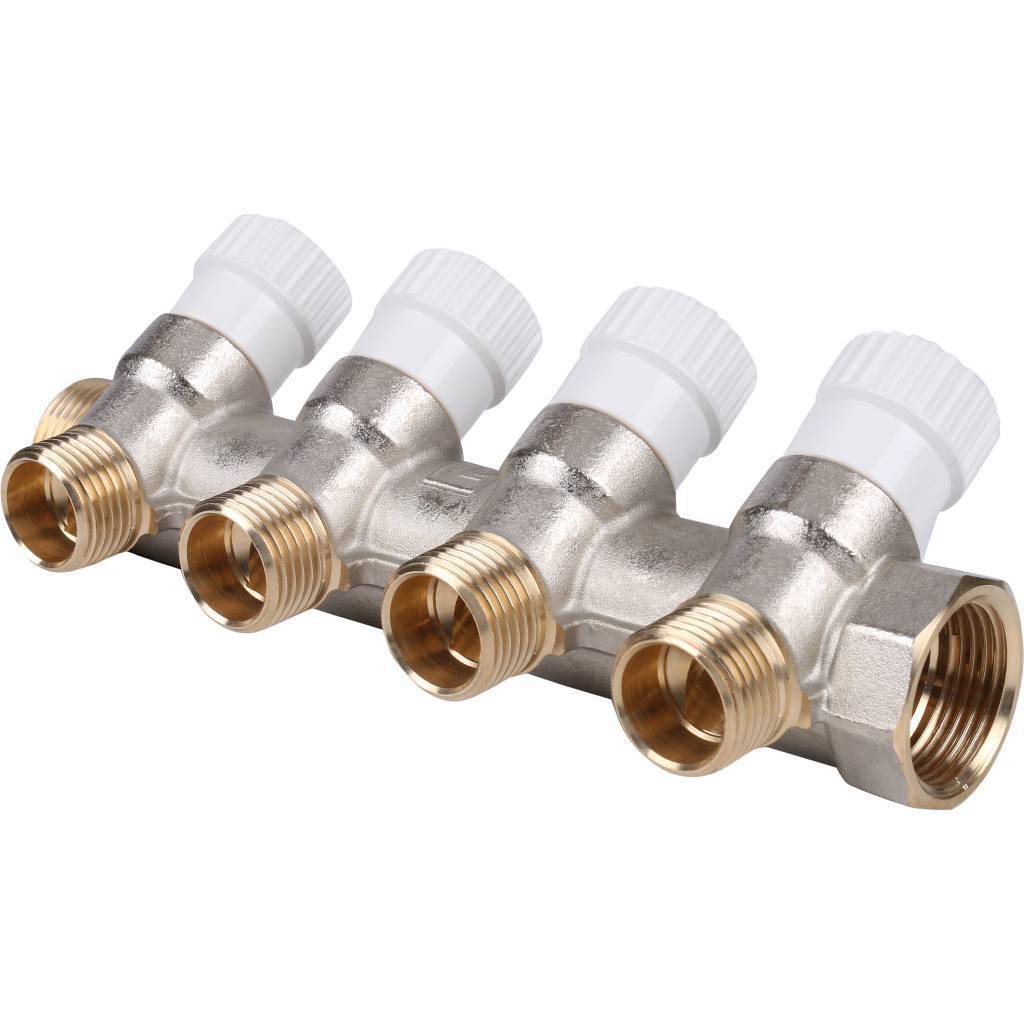 Купить SMB 6851 341204  STOUT  Коллектор распределительный 3/4", 4 отвода 1/2" STOUT по лучшей цене с доставкой - интернет-магазин Прогрессивные решения