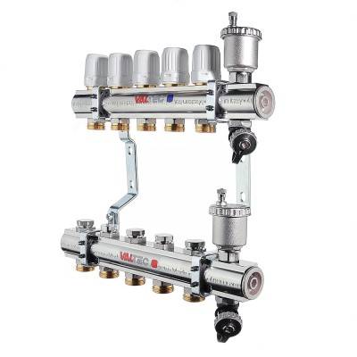 Купить Коллекторный блок латунный c термостатическими и балансировочными клапанами VALTEC по лучшей цене с доставкой - интернет-магазин Прогрессивные решения